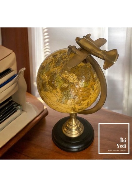 Walter Uçak Tasarımlı Dünya Küresi, Pirinç Gövdeli Yerküre, Ofis Hediyesi Dekoratif Aksesuar fiyatları