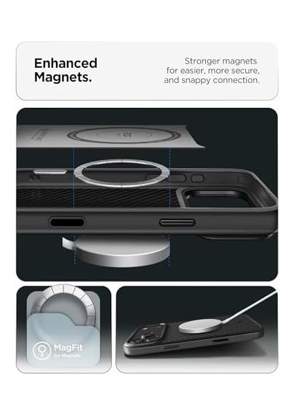 17 Pro ile Uyumlu Magsafe Kılıf Enzo Aramid T Kamera Butonu Hava Kanalı Teknolojisi Askeri Sınıf Koruma Magfit Dokulu Yüzey Kapak - ACS09959 fiyatları
