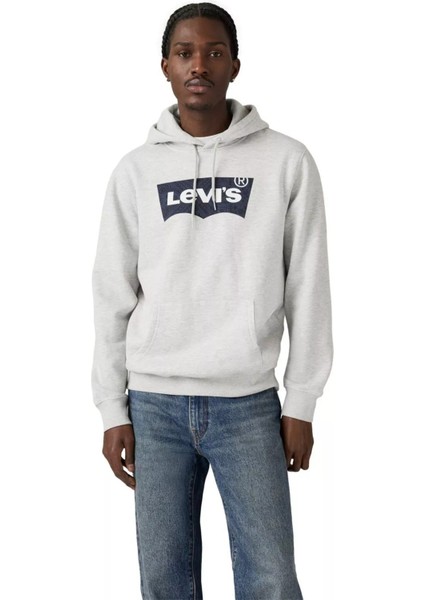 Levis Erkek Baskılı Kapüşonlu Gri Sweatshirt - 38424-0154