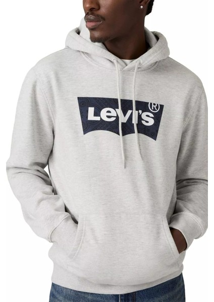 Levis Erkek Baskılı Kapüşonlu Gri Sweatshirt - 38424-0154 fiyatları