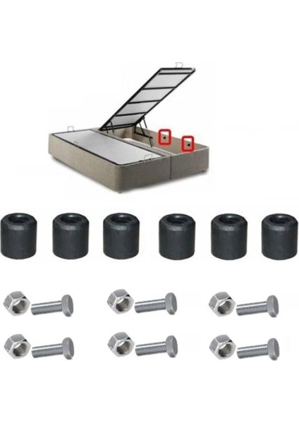 6 Adet Yatak Tutucu + 6 Adet Civatalar Yuvarlak Plastik Denge Stopu