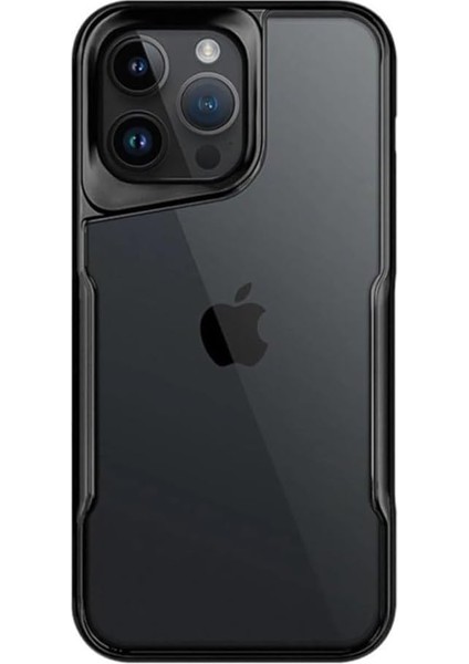 Aksesuar 15 Pro ile Uyumlu Arkası Şeffaf Yapılı Boyi Silikon Kılıf Yükseltilmiş Lens Çerçeveli Silikon Kılıf (Siyah)