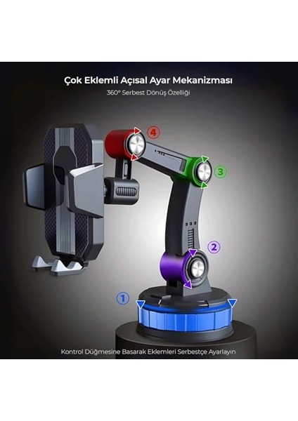 360° Dönebilen Vakumlu Torpido ve Cam Için Araç Içi Telefon Tutucu modelleri