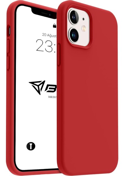 Kılıf Ince Sıvı Silikon 3 Katmanlı Tam Kaplamalı Yumuşak Jel Kauçuk Kılıf Kapak (Koyu Kırmızı, 11)