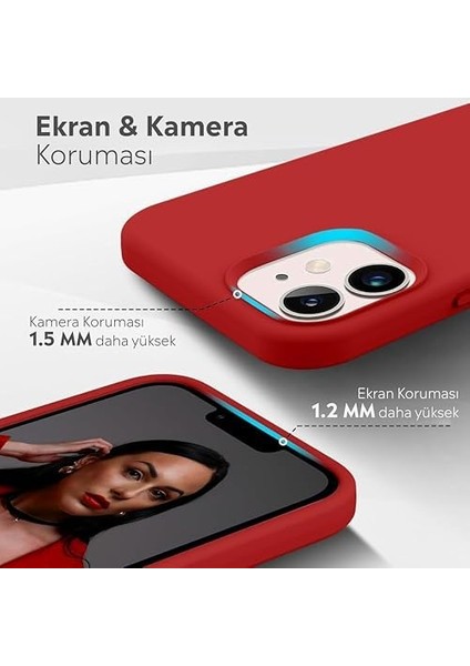 Kılıf Ince Sıvı Silikon 3 Katmanlı Tam Kaplamalı Yumuşak Jel Kauçuk Kılıf Kapak (Koyu Kırmızı, 11) fiyatları