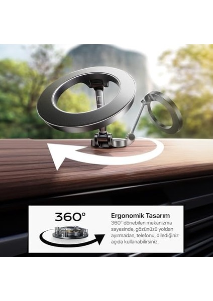 ile Uyumlu Ultra Güçlü ve 360 Dönebilen Yüksekliği ve Ekran Açısı Ayarlanabilen Matlaştırılmış Çelik Malzeme Lüks Tasarım Araç Telefon Tutucu modelleri