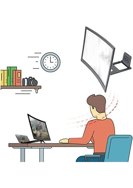 Curved Model Katlanabilir 3D Ekran Büyütücü Amplifikatör Projektör Tüm Akıllı Telefonlara Uyumlu fiyatları