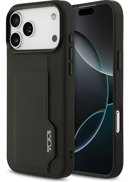 iPhone 17 Pro Max Uyumlu Kılıf Tumı Orjinal Lisanslı Deri Dikey Kartlıklı Kapak Siyah