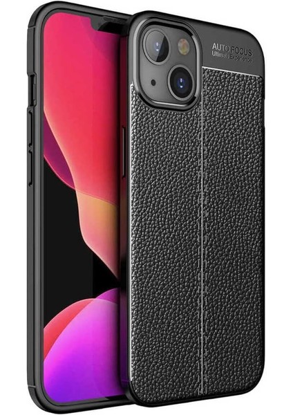 13 Mini ile Uyumlu Niss Deri Silikon Şok Emici Kaymaz Çizilmeye Dayanıklı 360° Koruma Telefon Kılıfı - Siyah