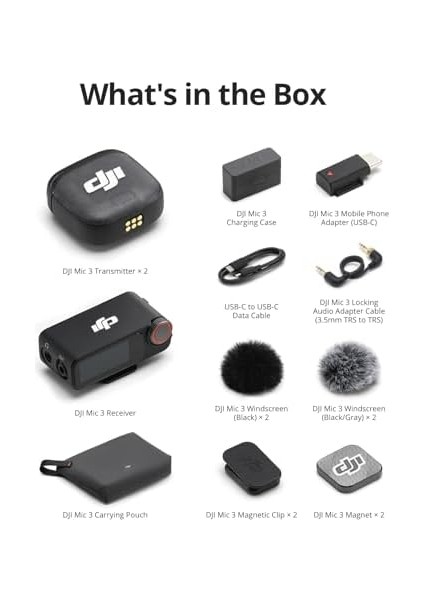 Djı Mic 3 (2 Tx + 1 Rx + Şarj Kutusu), /kamera/ Için Kablosuz Mikrofon, Ultra Hafif, Dengeli Ses Için Uyarlanabilir Kazanç Kontrolü, Çift Bantlı Girişim Önleyici, 28 Saat Kullanım, Vlog fiyatları