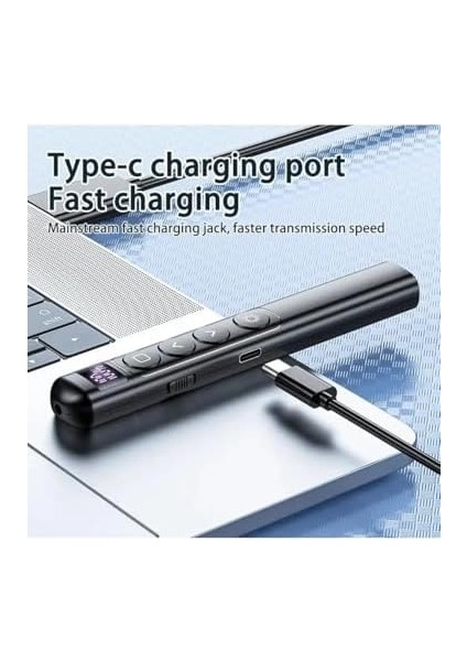 Ekranlı Şarjlı Sunum Kumandası Şarj Göstergeli Powerpoint Laser Pointer Slayt Atlatıcı fiyatları