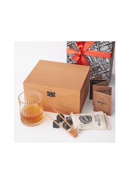 Kayın Ahşap Kutulu Viski Kadeh Viski Bardağı 4 Soğutucu Taş Seti Bambu Maşa fiyatları