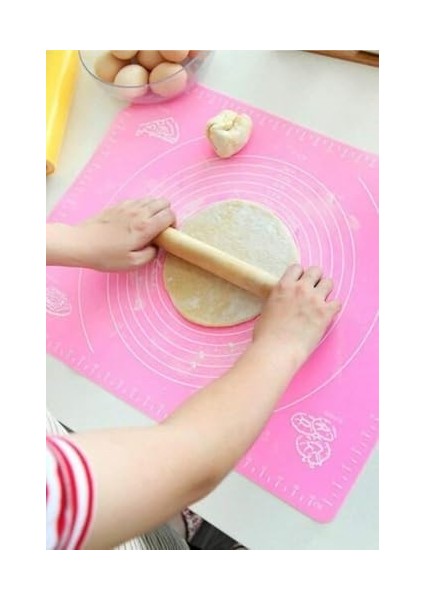 Büyük Boy Silikon Hamur Açma Matı 65X45 cm (Pembe) fiyatları