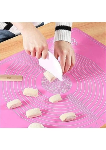 Büyük Boy Silikon Hamur Açma Matı 65X45 cm (Pembe) modelleri