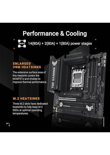 Tuf Gamıng B850M- Amd B850 Am5 Ddr5 8000 Dp HDMI 3x M2 Usb3.2 Gen 2x2 Rgb 2.5gbit Lan Matx 14+2+1 Güç Aşamaları, 1xgen5 M.2, Ready For Advanced Aı Pc modelleri