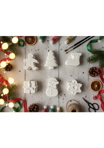 Yılbaşı Özel Kendin Yap Taştozu Boyama Seti Yaratıcı Çocuk Hediye ve Aile Aktivite Seti Yılbaşı Süsü