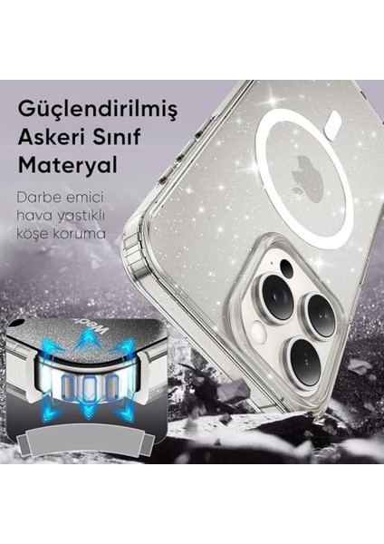 15 ve 14 Için Magshine Serisi ile Uyumlu Göz Alıcı ve Şık Simli Arka Tasarım Yüksek Kalite Materyal Premium Kılıf Kapak (Şeffaf, 15 / 14 ) fiyatları