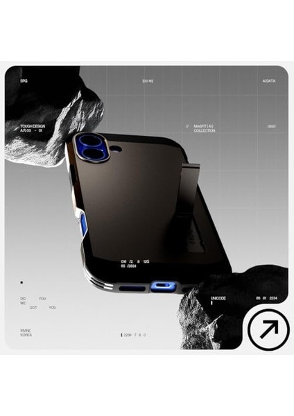 16 ile Uyumlu Ekstra Dayanıklı Magsafe Kılıf Tough Armor Ai Hava Kanalı Teknolojisi Askeri Sınıf Koruma Magfit Kickstand&apos;lı Gunmetal Çift Katman Kapak - ACS08215 modelleri