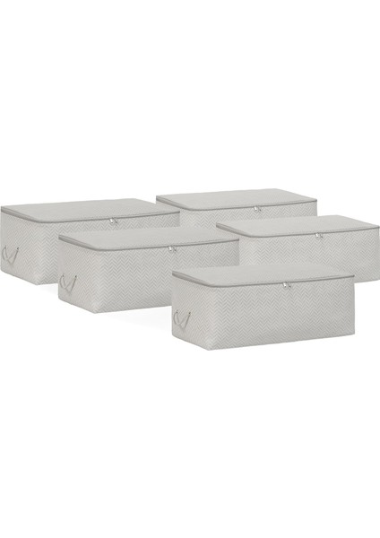 Textile 5&apos;li Orta Boy Gri Hurç Set 52 x 28 x 21 cm