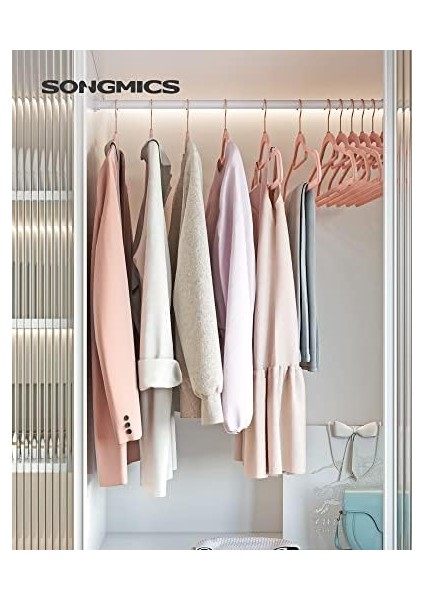 Kadife Askısı Seti, 50 Askı, Kaymaz Küçük Kravat Çubuğu 360 Döner Kanca, 0,6 cm Kalınlığında, Yer Tasarrufu Sağlar, Pembe Açık Pembe modelleri