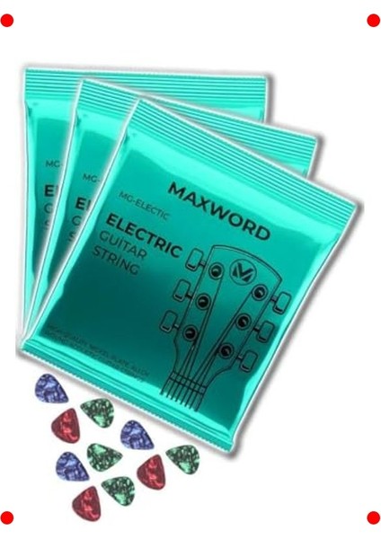 Elektro Gitar Teli Seti - 3 Takım + Penalar