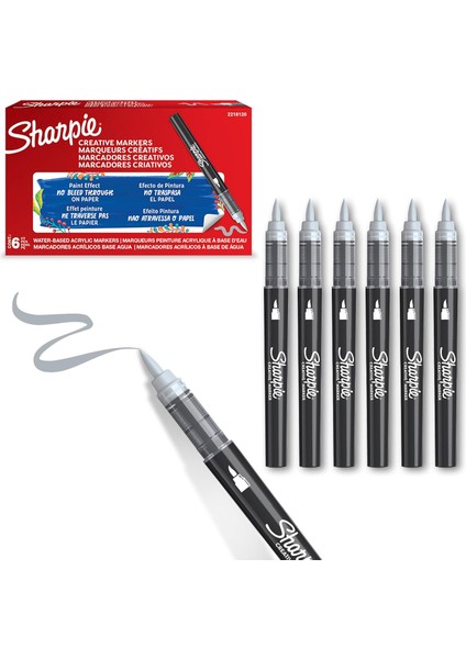 Akrilik Markör, Fırça Uç, Açık Gri