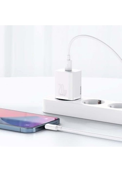 Super Si Pd 20W Usb-C & Kablo ve Hızlı Şarj Cihazı Seti, Beyaz modelleri