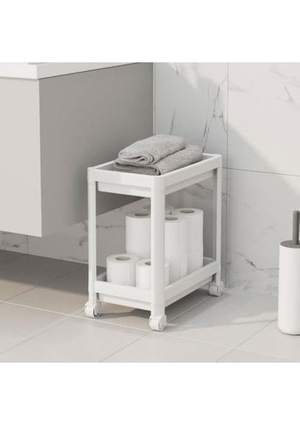 2 Katlı Tekerlekli Tezgah Altı Düzenleyici, Mutfak,, Ardiye ve Depo Için Yer Tasarruflu Depolama Rafı | Kompakt ve Pratik Tasarım (40X36X23CM) (Beyaz) fiyatları
