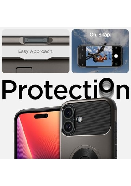 16 ile Uyumlu Ekstra Dayanıklı Magsafe Kılıf Slim Armor Hava Kanalı Teknolojisi Askeri Sınıf Koruma Magfit Kickstand&apos;lı Gunmetal Çift Katman Kapak - ACS08226 modelleri