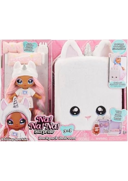 Na! Na! Surprise 3&apos;ü 1 Arada Sırt Çantası Yatak Odası Oyun Seti Whitney Sparkles Moda Bebek, Bulanık Beyaz Tek Boynuzlu At Sırt Çantası, Yastık ve Battaniyeli Dolap, Çocuklar Hediye, Yaş 4 modelleri