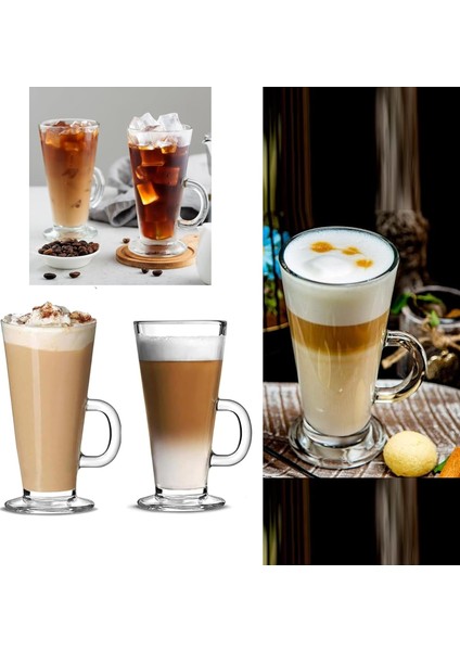 2 Adet Kulplu Bardağı Cam Kahve Bardağı 290 ml