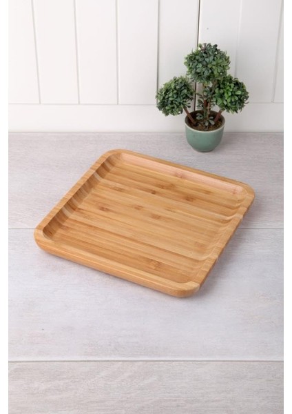 Bambu Lüx Kare Servis 20 * 20CM, Bambu Sunumluk & Çerezlik Kare Sunum Tabağı