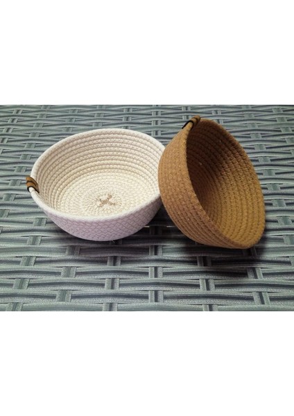 Hasır 2 Adet Sepet Krem&kahve Jüt Kordon Halat Ip