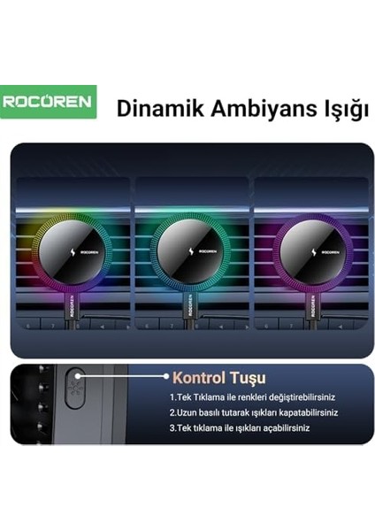 Qc3.0 ile 15W Manyetik Kablosuz Araç Şarj Cihazı, Otomatik Hizalama ve Hızlı Şarj Kablosuz Otomatik Şarj, Isı Yayımı,, 12/13/14/15 Serisi ile Uyumlu fiyatları