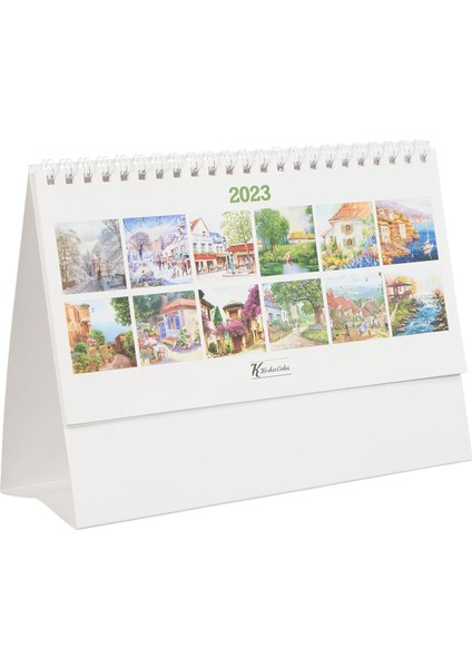 2023 MTK-807 Karton Üçgen Masa Takvim Kasabadan Manzaralar