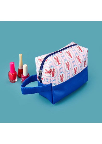 Istakoz Detaylı Kozmetik Çantası - Krem / Pembe - 17X20 cm modelleri