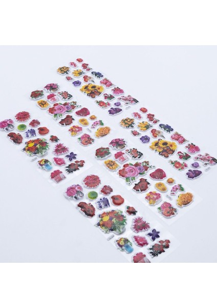 6 Adet Kabartmalı Yapışkan Renkli Çiçekler