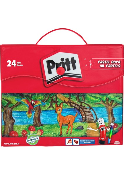 Pastel, Canlı Renkler ve Rahat Uygulamalı Pastel, Yumuşak Çocuk, Kullanımlı Resim, Dayanıklı Kırtasiye Malzemesi, Çantalı 24 Renk Pastel