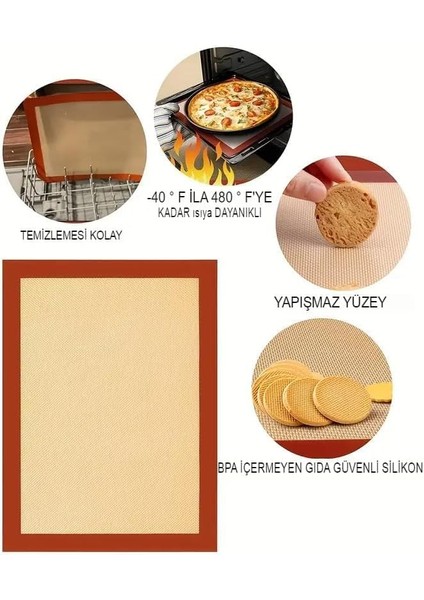 Yanmaz Yapışmaz Pişirme Matı, Yıkanabilen Tekrar Kullanılabilien Yapışmaz Fırın Tepsi Sergisi, Fırınlanabilir Yıkanabilir Kendinden Yağlı Silikon Pişirme Matı 1 Adet 30X40 cm fiyatları