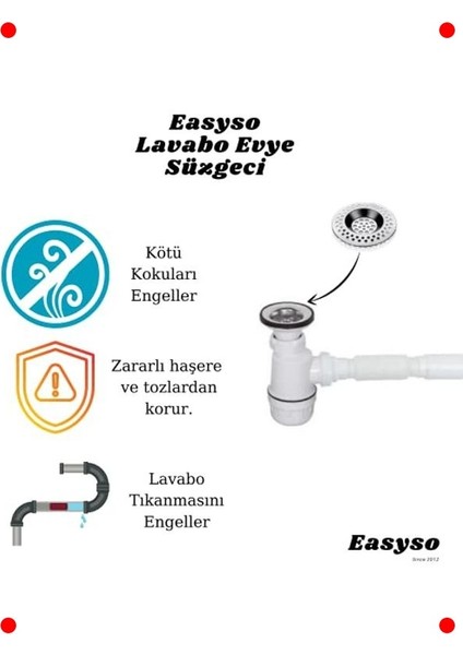 Paslanmaz Çelik Evye ve Lavabo Süzgeci (8cm) modelleri