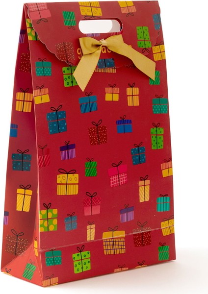 Fiyonklu Hediye Çantası - Kırmızı - 25X38 cm fiyatları