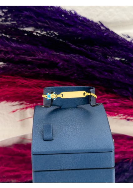 925 Ayar Gümüş Ayıcık Figürlü Gold Renk Isim Yazılabilir Kız & Erkek Bebek Künye – Kişiye Özel Gümüş Çocuk Bileklik