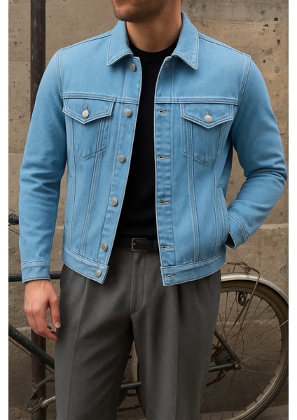 Erkek Trend Comfort Günlük Slim Fit B.mavi Kot Ceket fiyatları