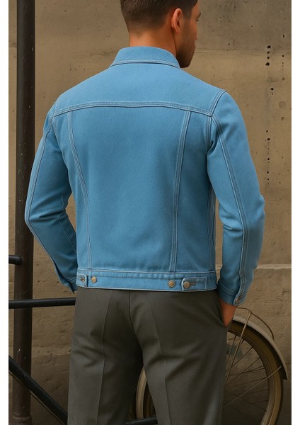 Erkek Trend Comfort Günlük Slim Fit B.mavi Kot Ceket