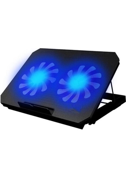 N99 Çift Fanlı Laptop Soğutucu Mavi LED Işıklı Ayarlanabilir Dizüstü