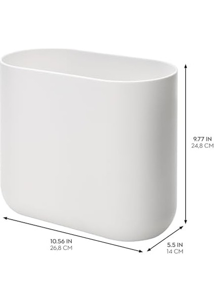 Veya Mutfak Için Sade Çöp Kutusu, Açık Tasarımlı Çok Yönlü Kozmetik Kovası, Küçük Oval Plastik Çöp Kutusu, Beyaz fiyatları