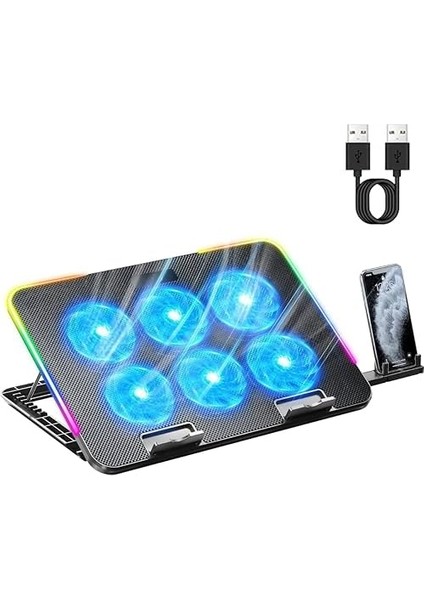 6 LED 7 Farklı Rgb Modu Fanlı Soğutucu Yükseklik Ayarlı Ayarlanabilir Laptop Soğutucu fiyatları