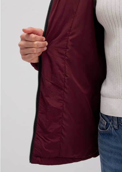 Su Itici Kapüşonlu Bordo Kapitone Ceket 1110499-90705