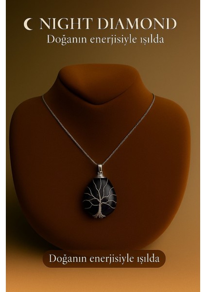 Kadın Kolye Ametis Doğal Taş Zincirli Kolye