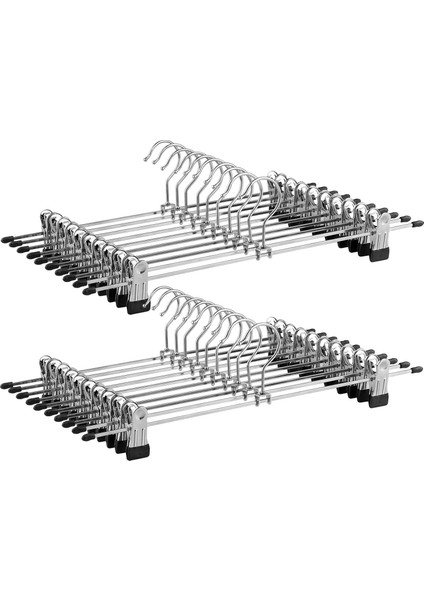 CRI006-20 Metal Kıyafet/ Askısı, Çoraplar Etekler Için, 40 x 10,5 cm (Ekstra Geniş) Kaymaz, Krom Kaplama, 20 Adet